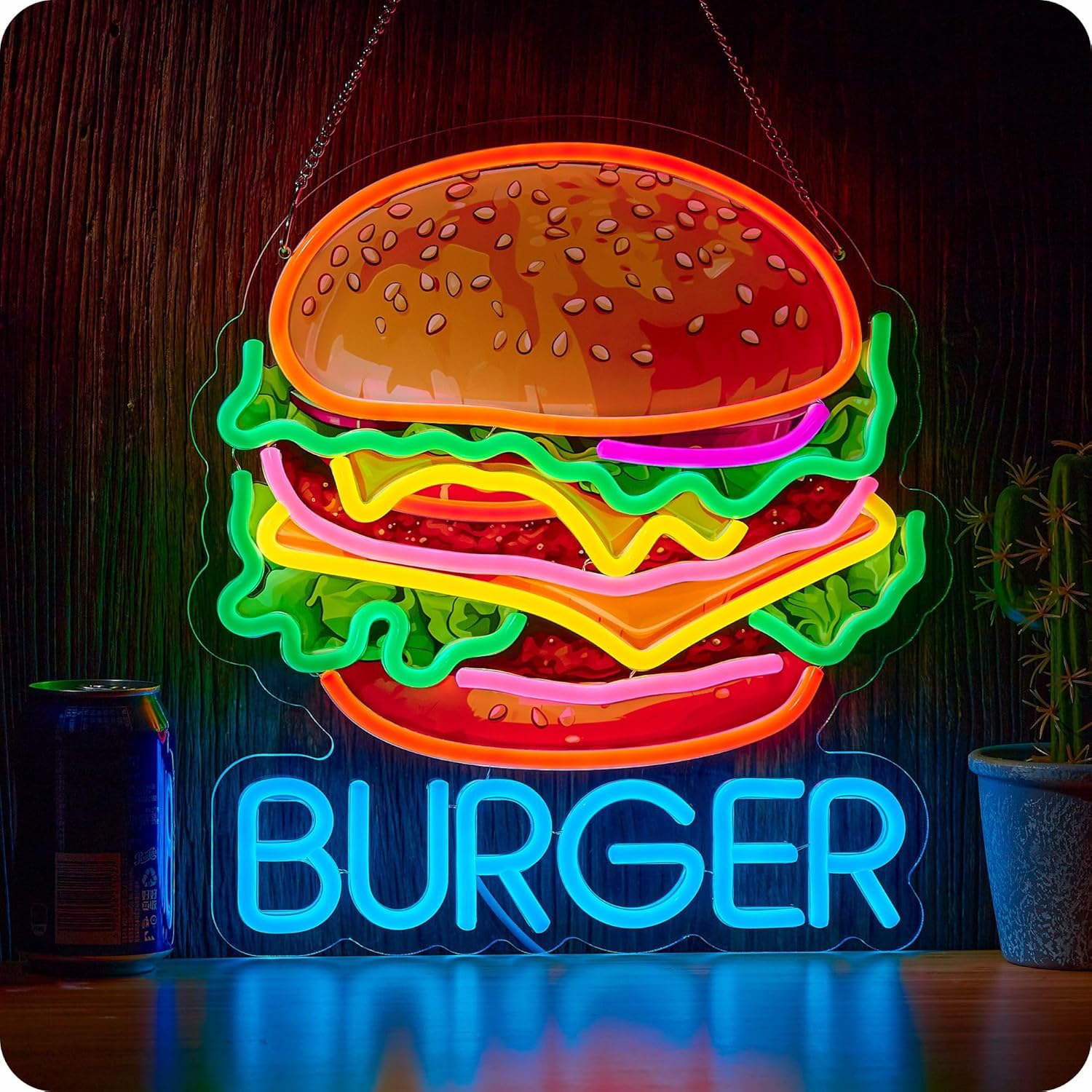 Photography Lighting For Food - Burger Neon Tabela İşletme Sanatı Duvar
