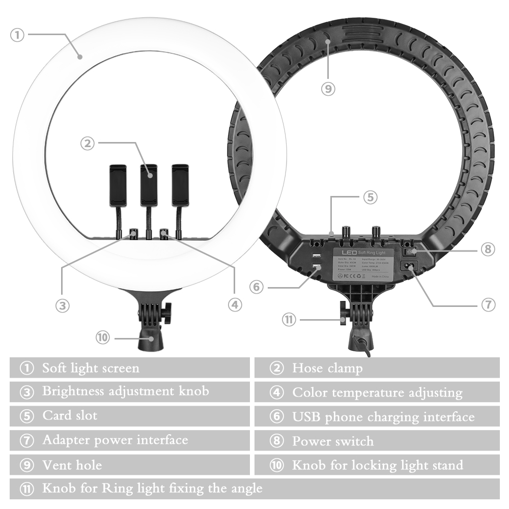 SH 18 İnç Düğmeli Halka Işık L - Photography Lighting Circle incelemesi ve fiyatı