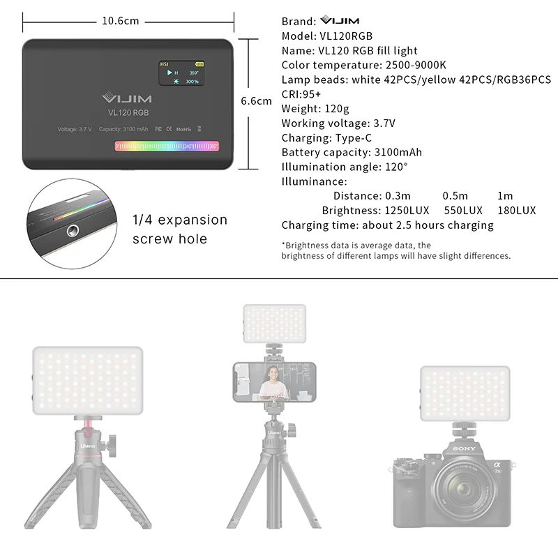 2026 New120 RGB Cep Boyu Dolgu - Photography Of Lighting incelemesi ve fiyatı