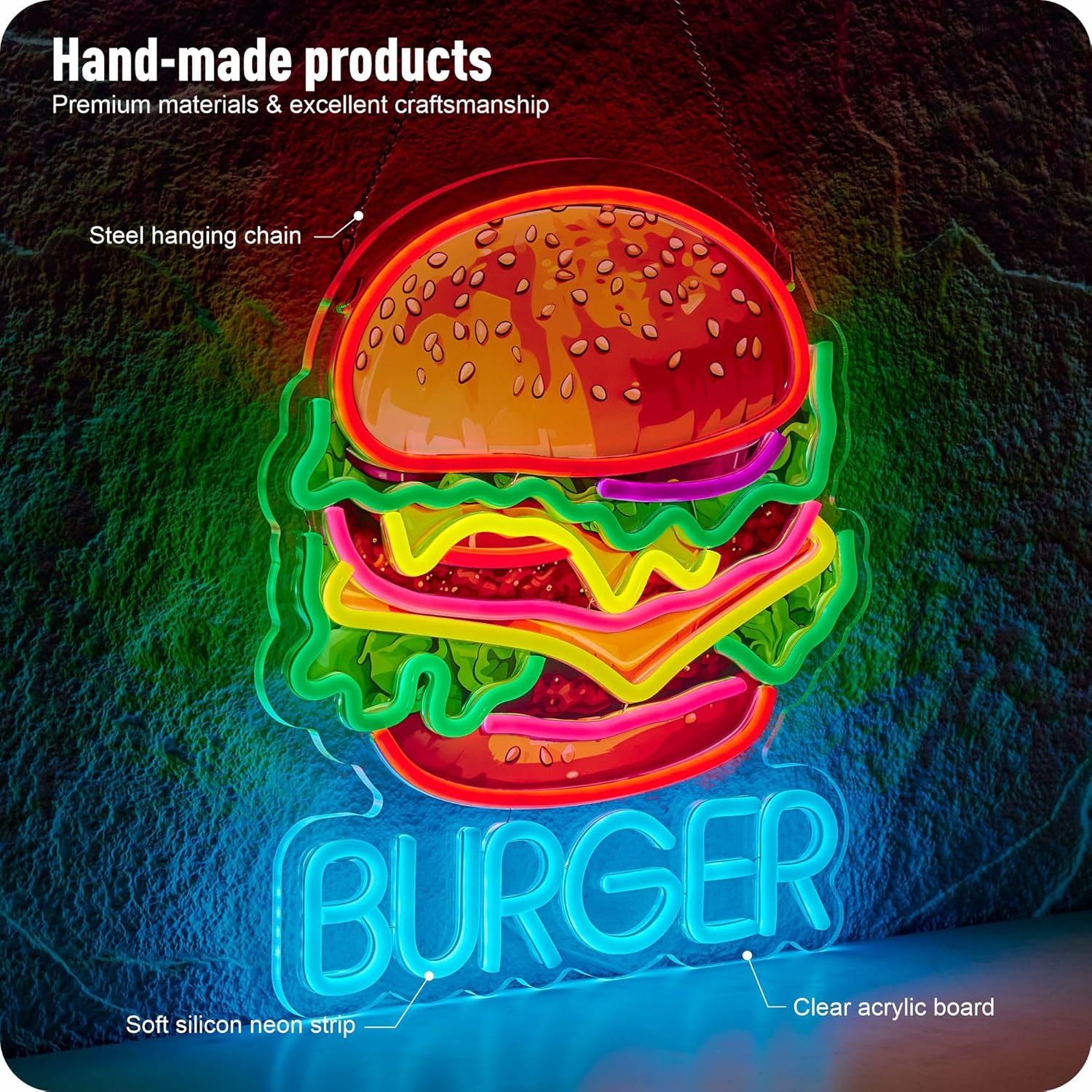 Burger Neon Tabela İşletme San - Photography Lighting For Food incelemesi ve fiyatı