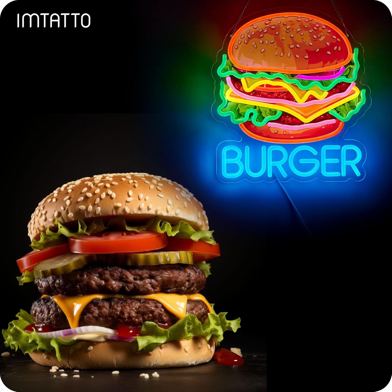 Burger Neon Tabela İşletme San - Photography Lighting For Food incelemesi ve fiyatı